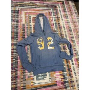 Vintage Abercrombie & Fitch Distressed 92 Hoodie Size Large Blue Yellow Y2K Read